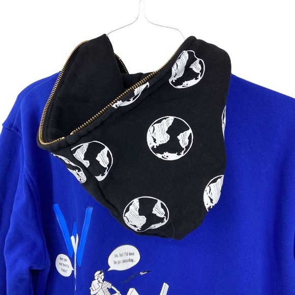 WORLD WIDE YOUTH Hoodie Sweatshirt, Full Zip Hood Blue - Picture 10 of 11